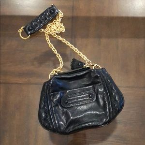 Small black leather cross body bag.